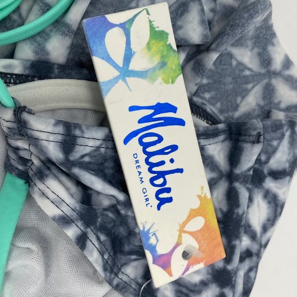 Malibu M Medium Bikini Top Dream Girl Underwire Gray Green Tie String NWT Zumiez - Picture 7 of 10